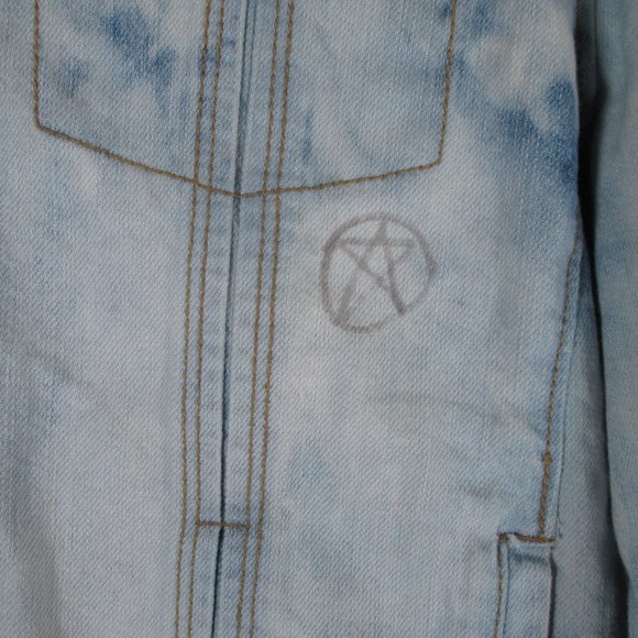 Route 66 Womens Faded Blue Jean Jacket Sz Large Band Lyrics Written Thro… - Picture 13 of 13